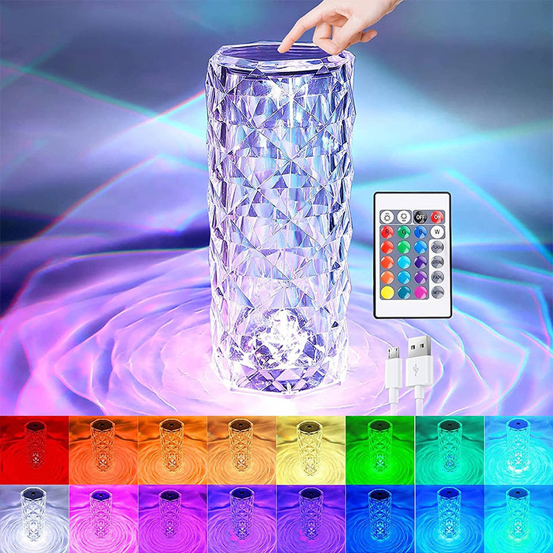 crystal table lamp with different light pattern